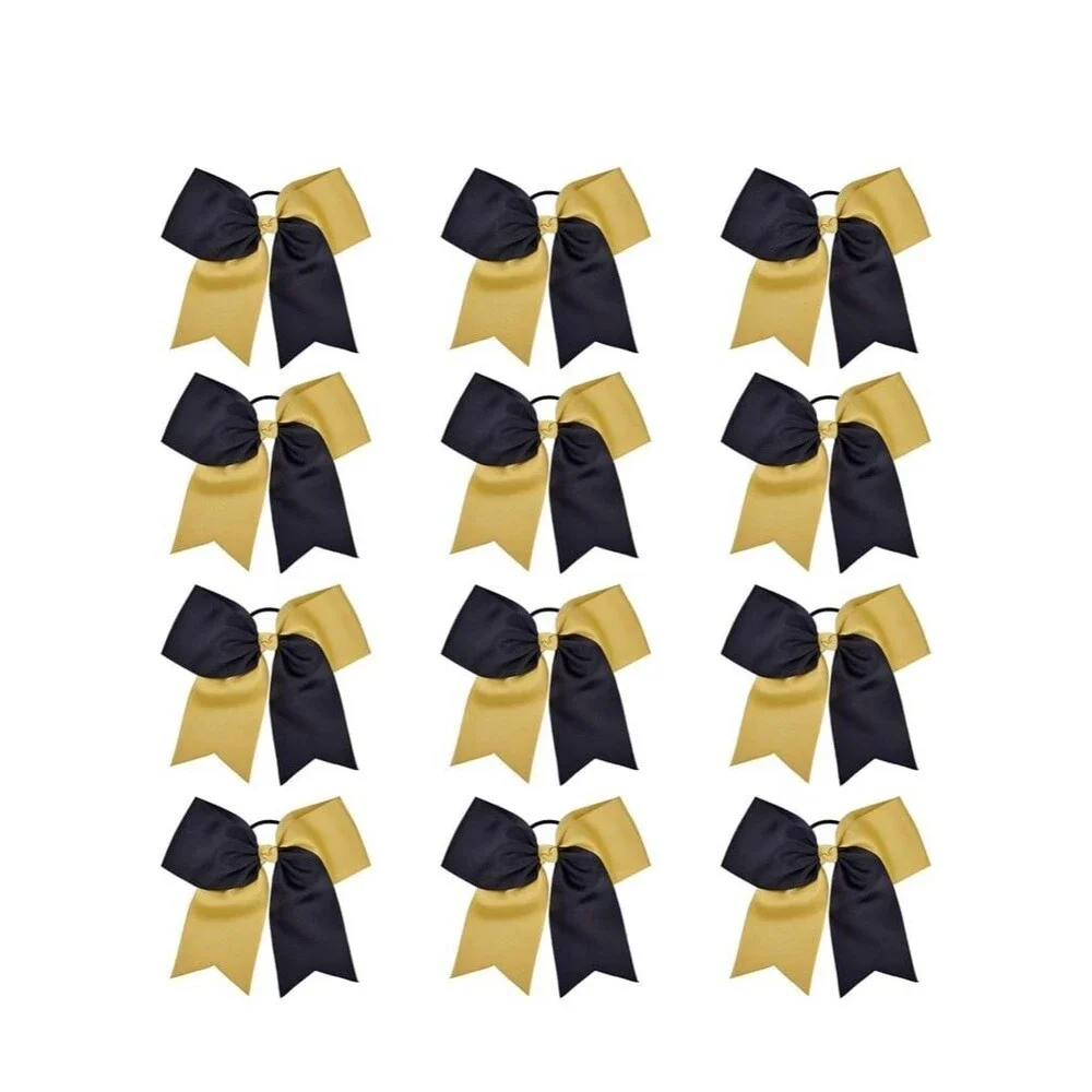12 count 8” Two Tone Gold & Black Handmade Ponytail  for Teens,Tween dance